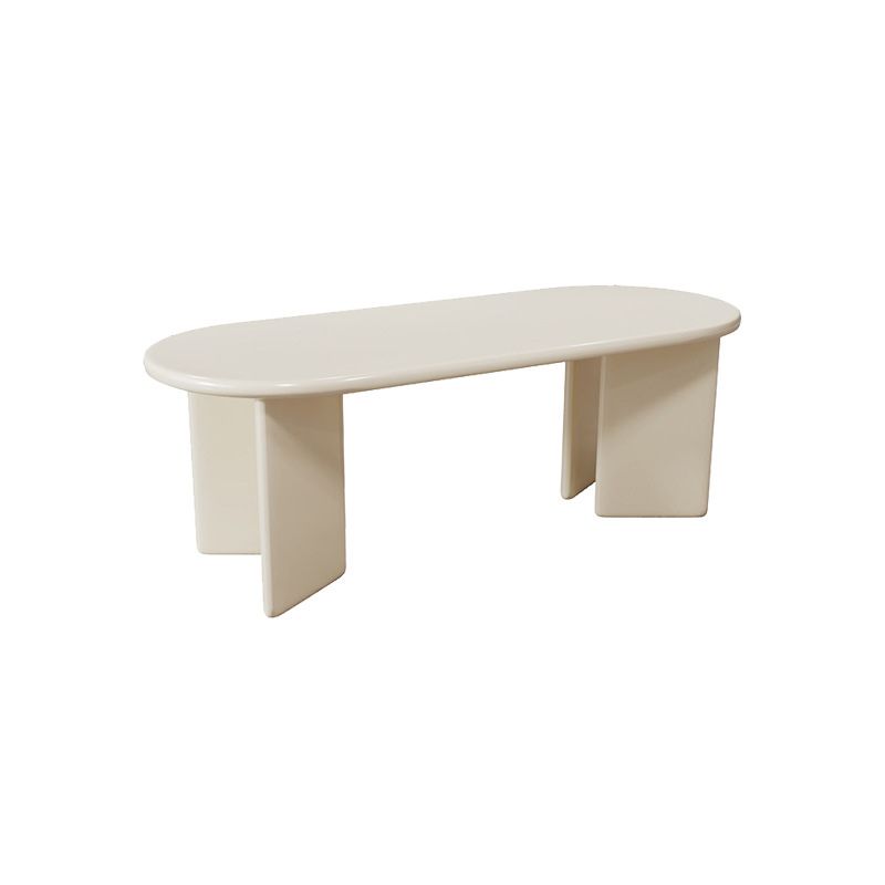 Contemporary Oval Soli Wood Coffee Table with 4 Legs Cocktail Table
