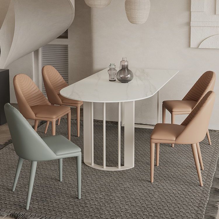 Modern Irregular Sintered Stone Dining Table White Standard Dining Table for Kitchen