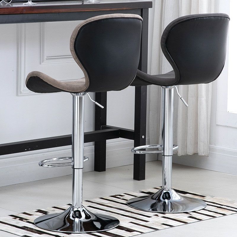 Scandinavian Metal Barstool Faux Leather Low Back Footrest Furniture