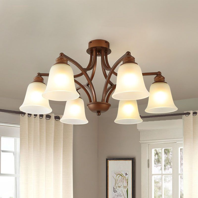 American Style Ceiling Light Bell Shape Ceiling Lamp with Glass Shade for Bedroom