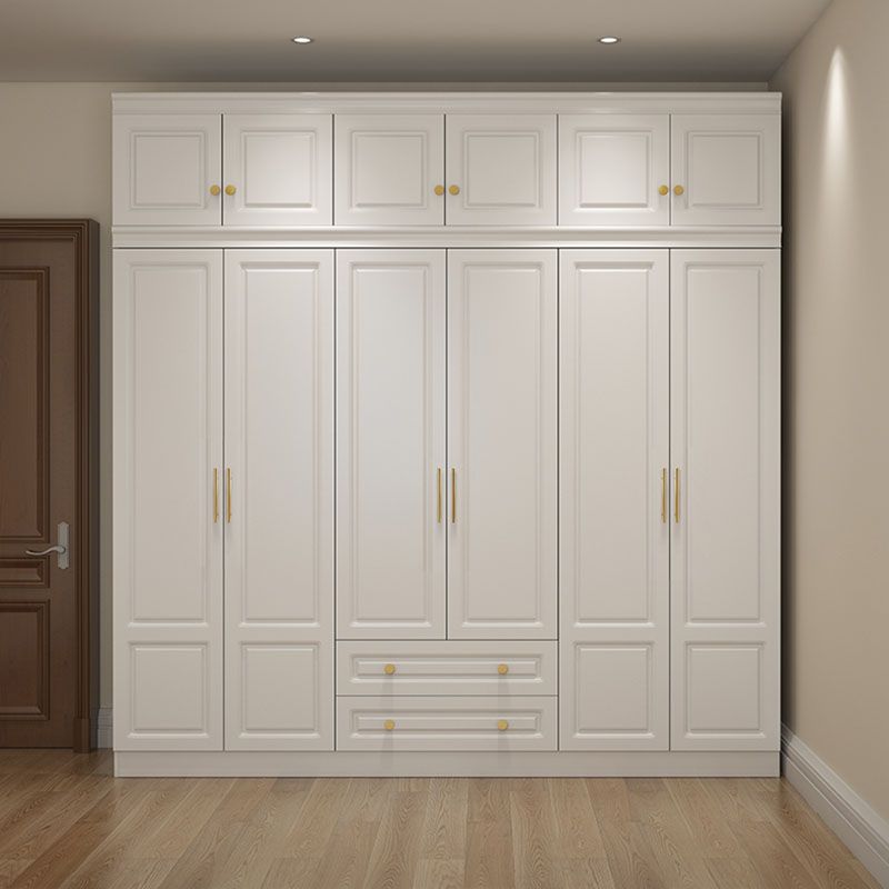 Manufactured Wood White Wardrobe for Home Modern Cabinet with Drawers