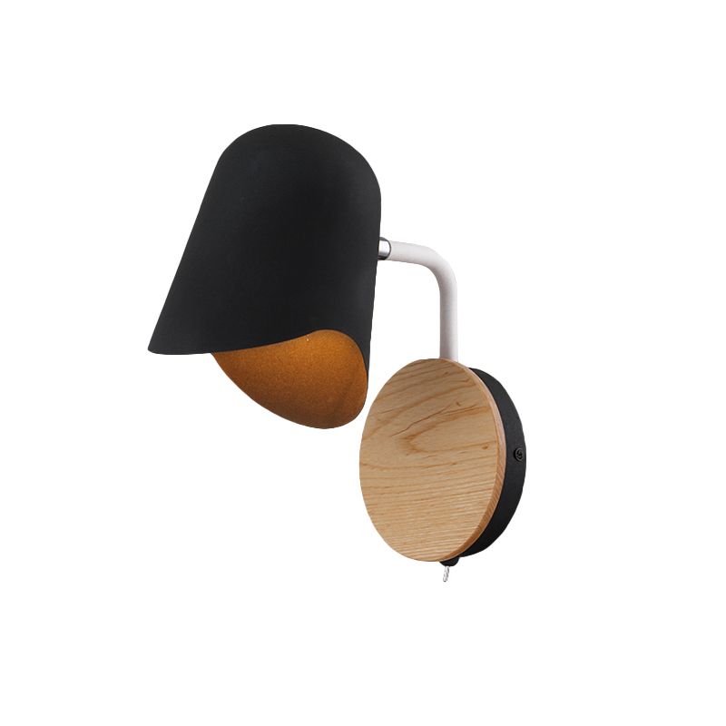 Cup metalen wandmontage verlichting Noordse 1-licht witte/zwarte wand sconce lamp met rechterhoekarm