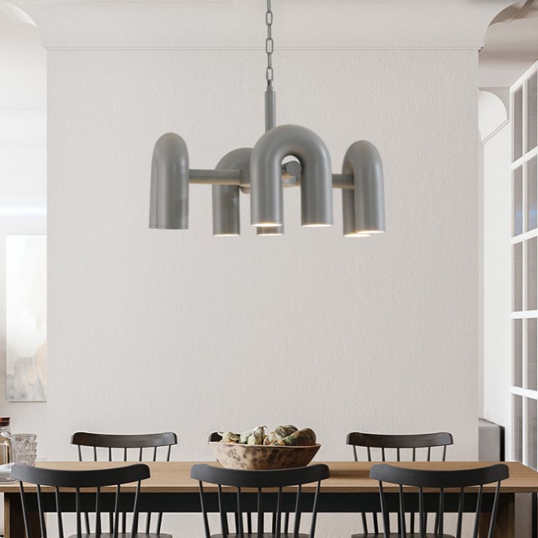 U Shaped LED Chandelier Light Art Deco Metal Living Room Suspended Lighting Fixture