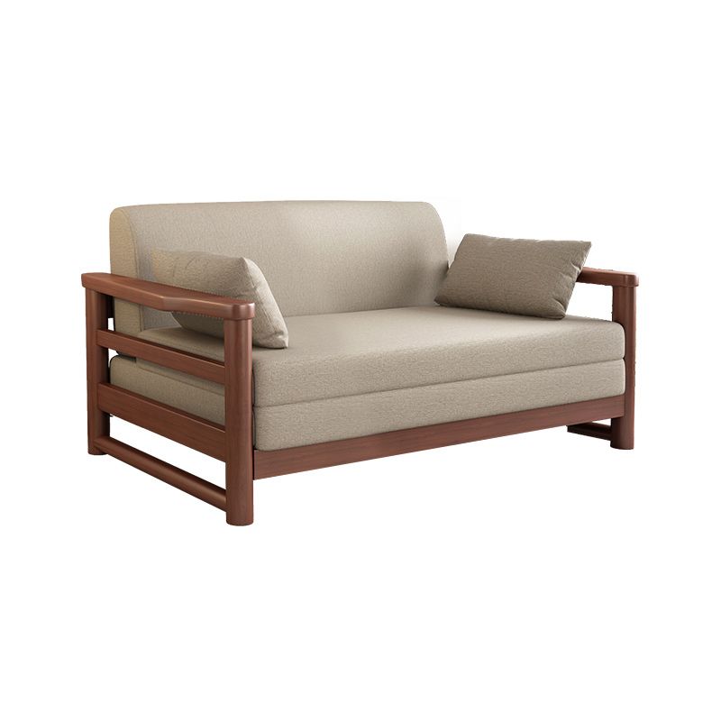 Scandinavian Linen Blend Sleeper Sofa Wood Frame Square Arm Sofa Bed