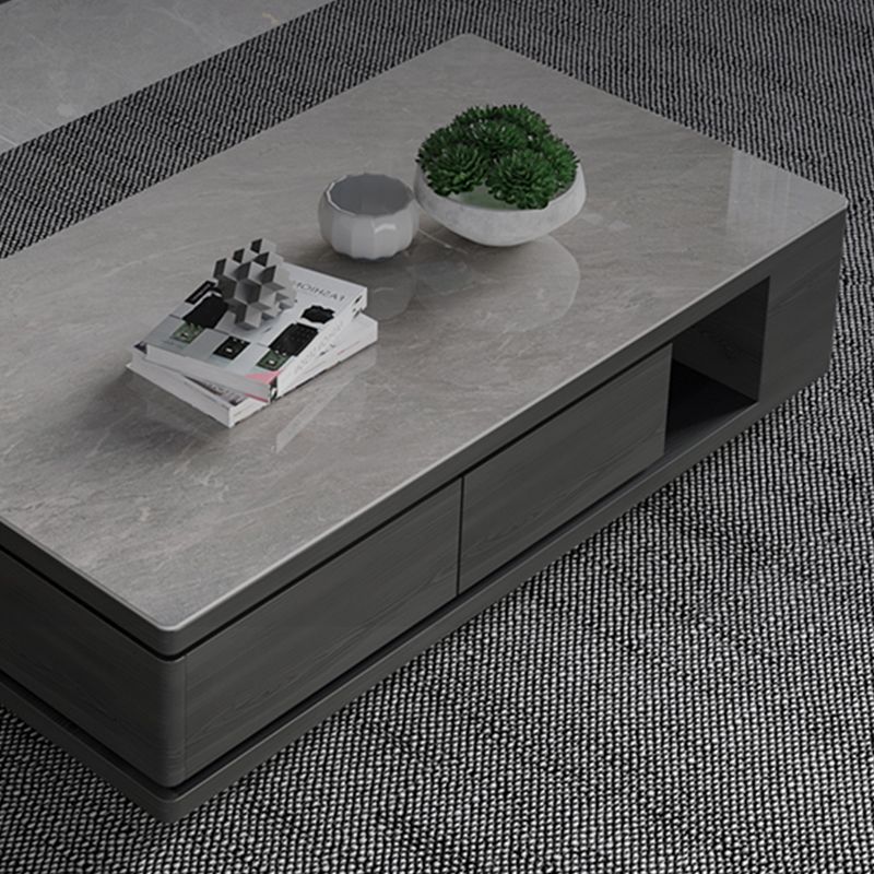 Modern Rectangle Coffee Table Set Espresso Wood Coffee Table with Drawers