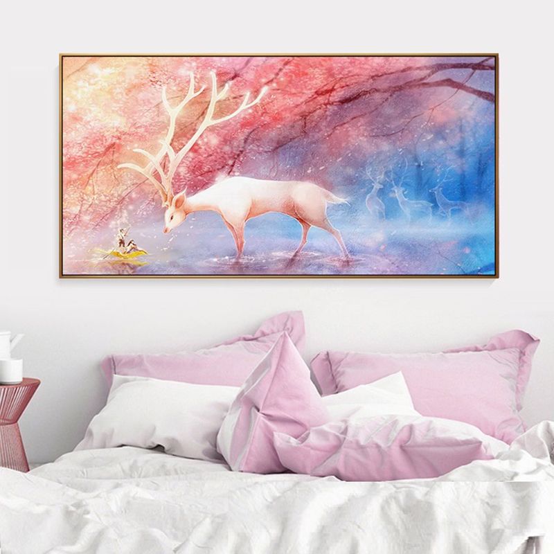 Toile d'animaux fantastiques pour enfants, décoration murale texturée de couleur douce pour chambre de bébé