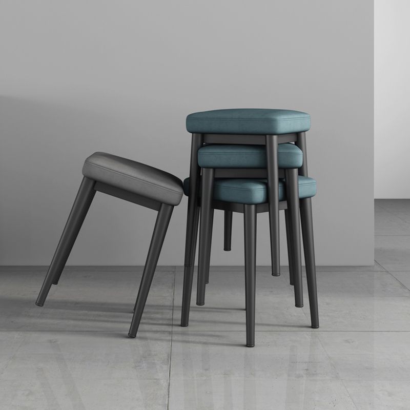 Square Ottoman Solid Color Upholstered Metal Frame Fabric Standard Ottoman