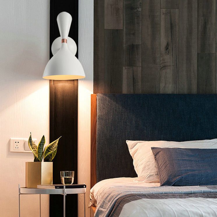 Nordic Macaron Double Cone-Shaped Wall Light Sconce Metallic Wall Light Fixtures for Bedroom