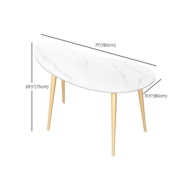 Irregular Shaped Office Conference Table Stone Writing Desk in White