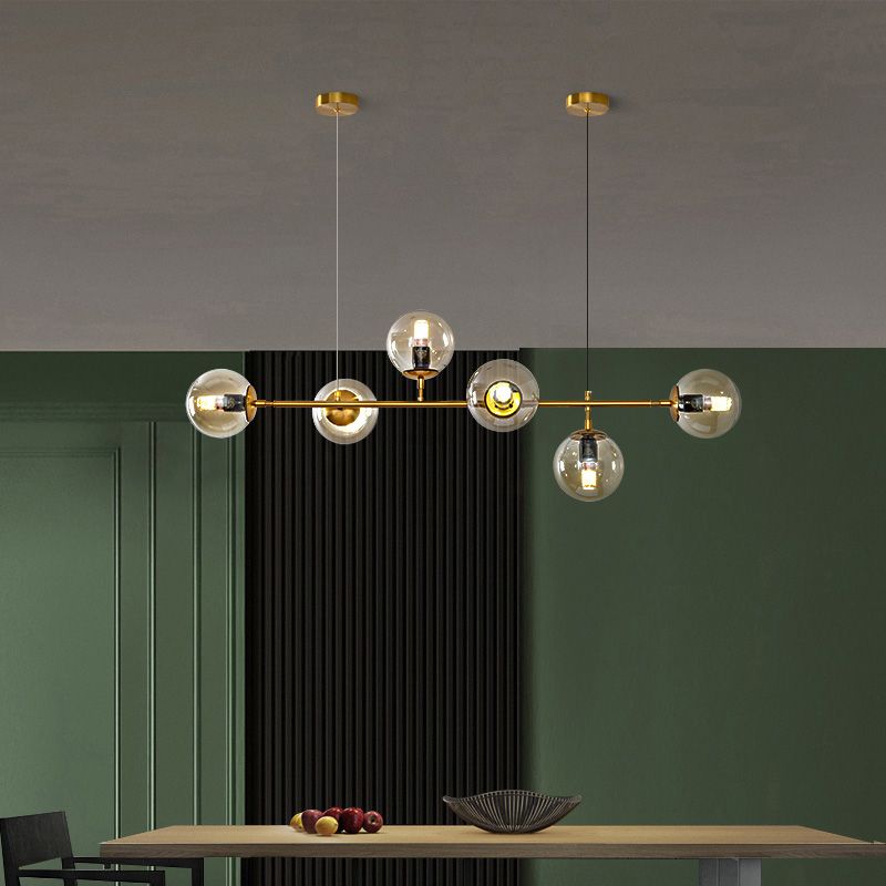 Spherical Shape Island Lights Modern Style Glass 6 Light Pendant Lighting Fixtures