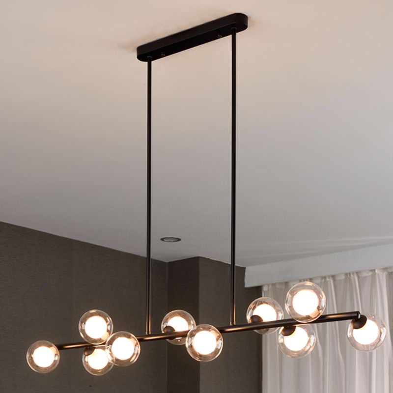 Luces colgantes de cocina modernas luces colgantes de isla esférica vidrio transparente