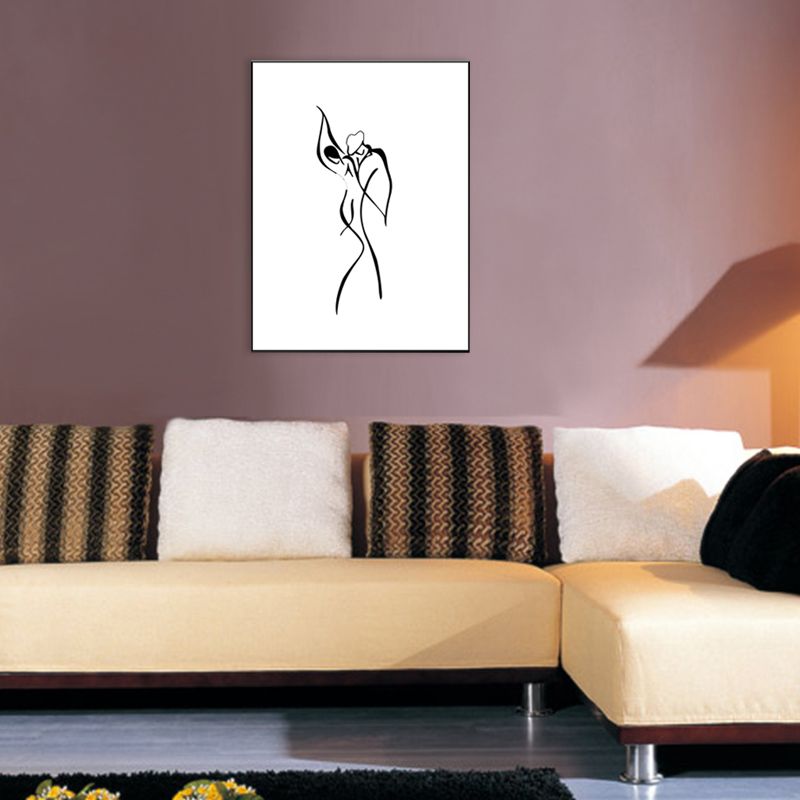 Figure Line Drawing Art Print Black and White Canvas Wall Decor for Home, Texture