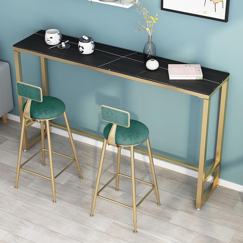Stone Top Glam Cocktail Bar Table 42-inch Height Gold Base Pub Table