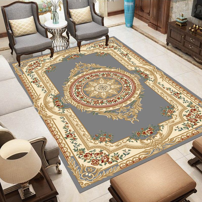 Funky Medallion Print Rug European Style Rug Polyester Stain Resistant Area Carpet for Living Room