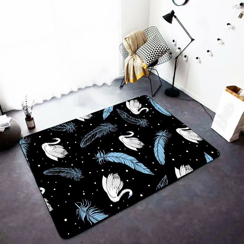 Multicolor Trendy Area Carpet Polyester Palm Leaves Area Rug Stain Resistant Carpet for Living Room