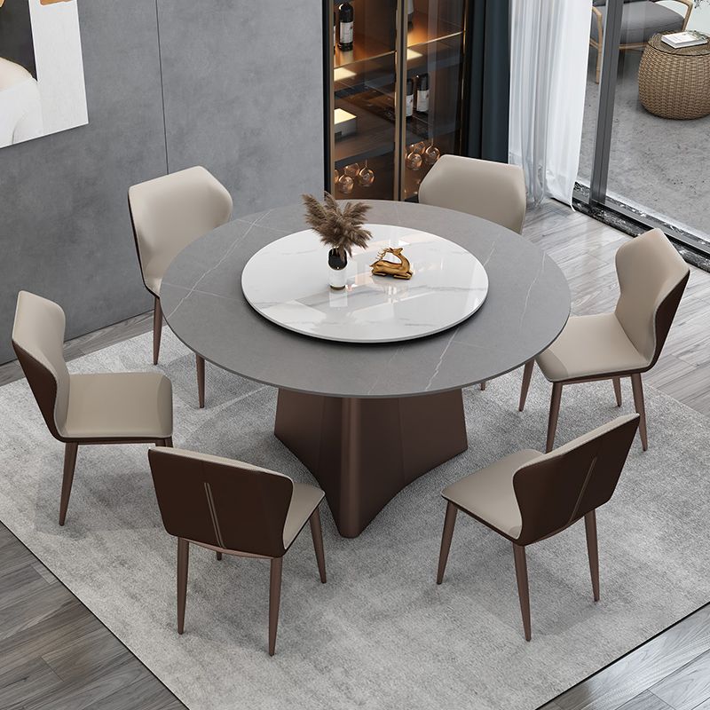 Muebles de la base del pedestal redondo colección de comedor de piedra de estilo de lujo sin platillo giratorio