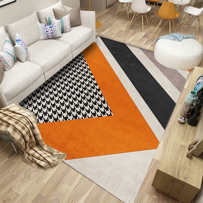 Black Modern Rug Polyester Abstract Stripe Rug Washable Rug for Home Decor