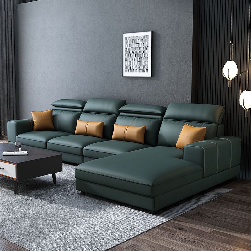 L-Shape High Back Faux Leather Square Arm Sectional with Wear-Resisting