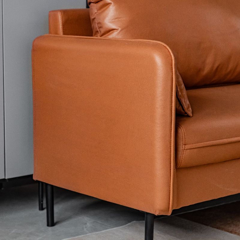 Square Arm Faux Leather Sofa Id Century Loose Back Single Cushion Sofa