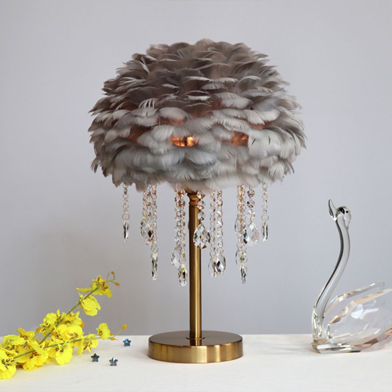 Moderne romantische koepellamp veer 1-licht bed nachtlicht met kristallen decor