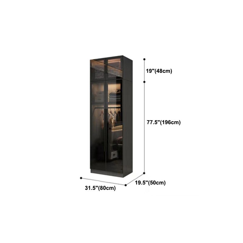 Contemporary Home Wardrobe Armoire Black Glass Wardrobe Cabinet