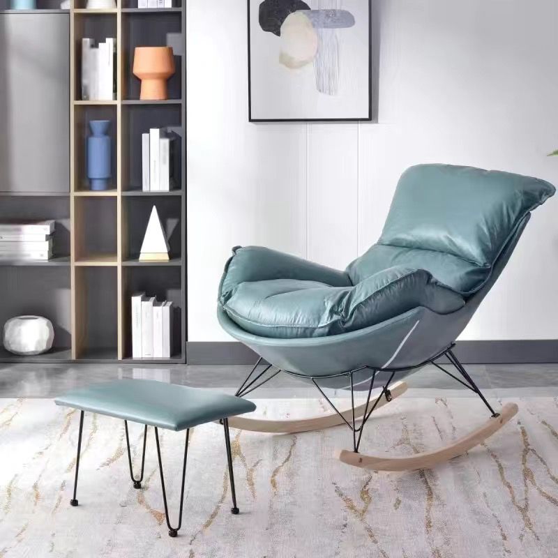 Contemporary Rocking Chair Metal Frame Wing Chair Back Indoor Rocking Chair