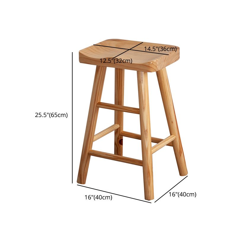 Zeitgenössischer klappbarer Barhocker aus massivem Holz für den Innenbereich mit Holzsitz und Fußstütze