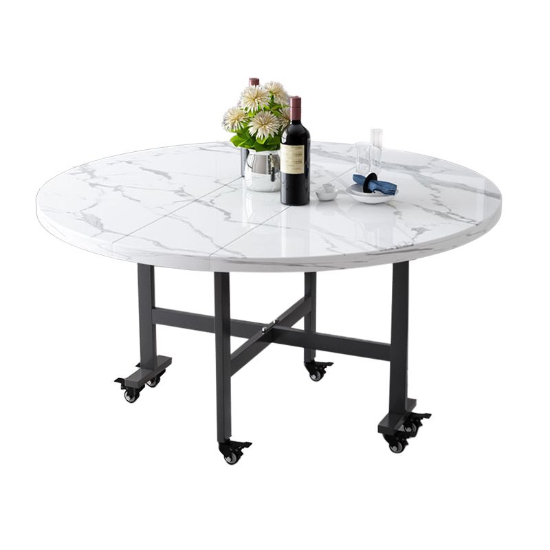Modern Round Easy Folding Wooden Dining Table with Double Drop Leaf