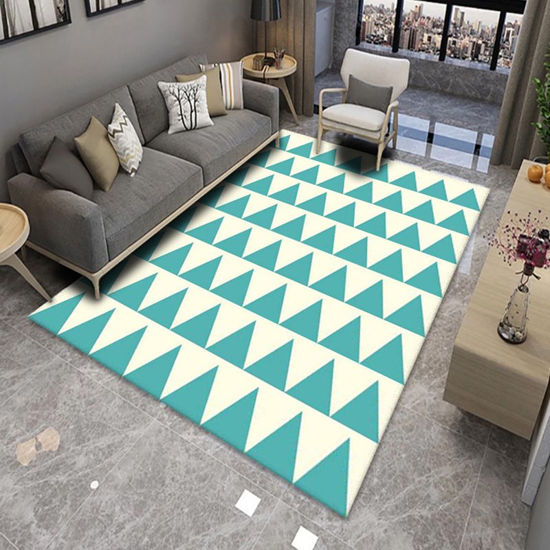 Black Modern Rug Polyester Geometric Print Rug Non-Slip Backing Rug for Drawing Room