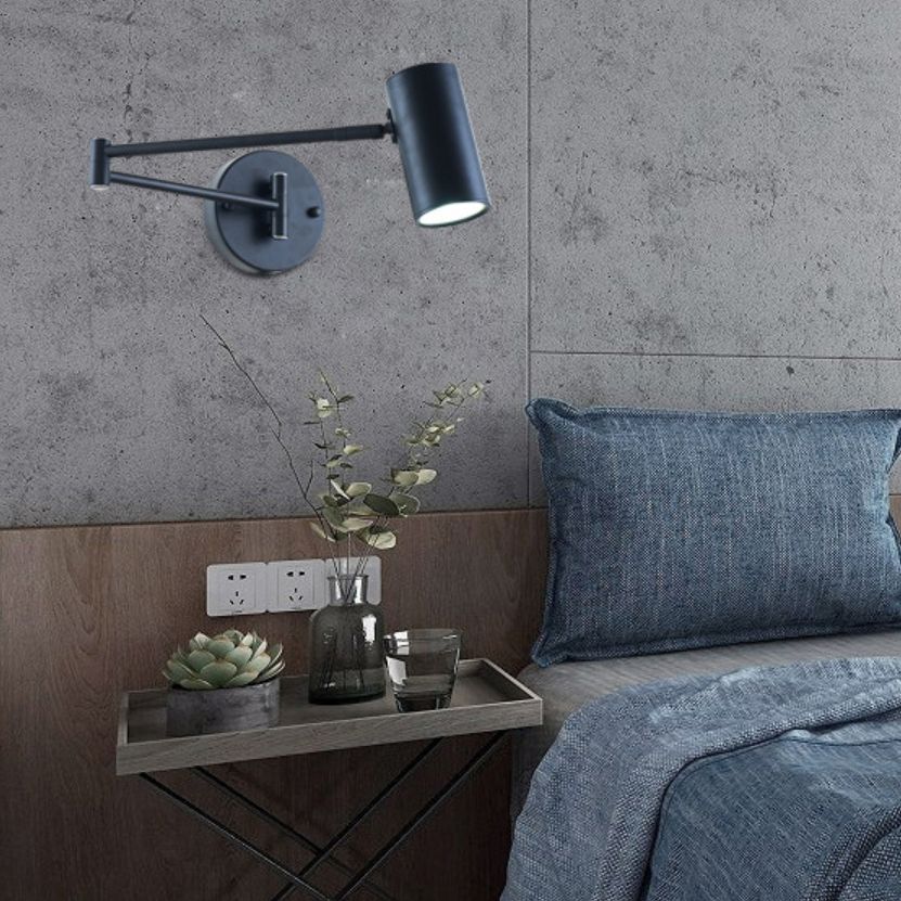 Luces de montaje de pared metálica de brazo columpio Estilo moderno Luces de pared de 1 luces de 1 luces