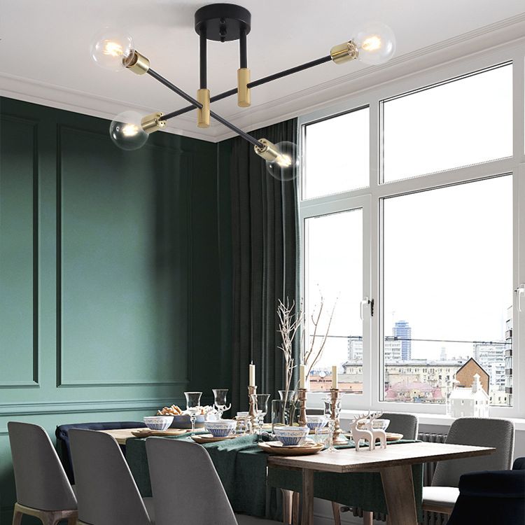 Lampadina a bulbo industriale retrò semifulco a filo sputnik su soffitto in metallo per spazi interni