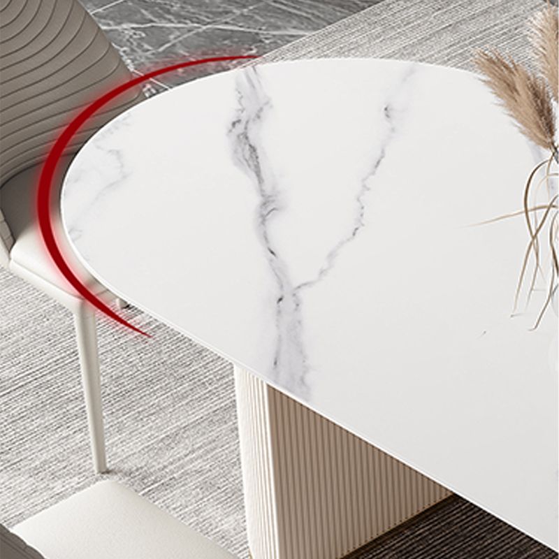 Modern Double Pedestal Table Oval Dining Table for Home Kitchen