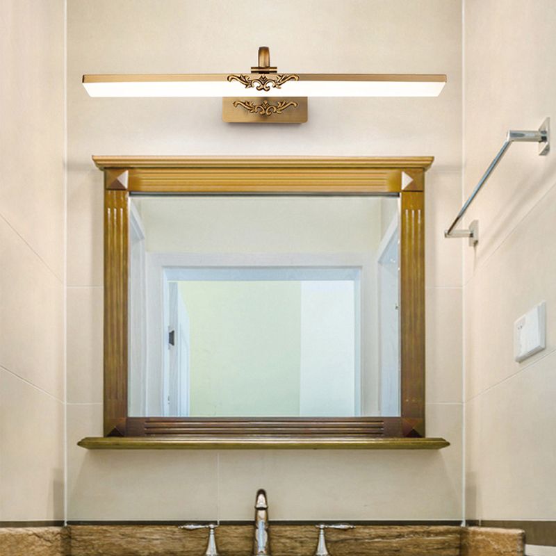 Midcent secolo Vintage dritta dritta montata a parete lampada in lega in lega di vanità per bagno