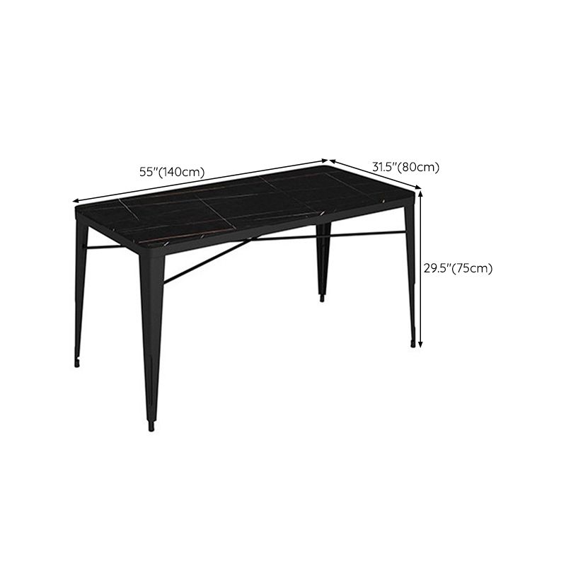 Glam Bar Stool Table Black Stone Bar Table with 4 Metal Legs