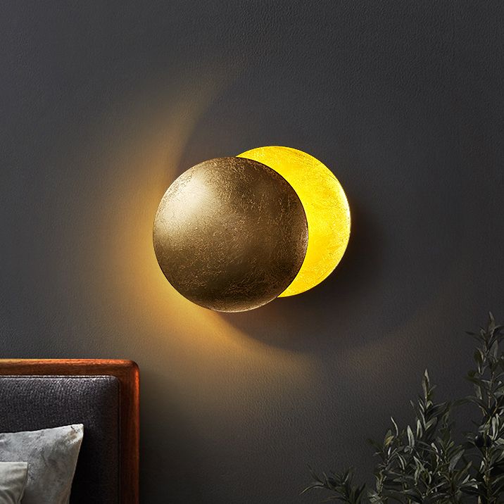 Contemporary Style Round Wall Mounted Lamps Metal 1 Light Wall Lighting
