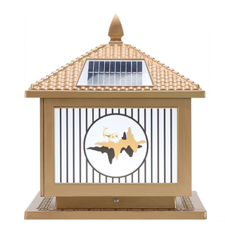 Modern Metallic Pillar Light Creative LED Solar Lighting Fixture for Garden