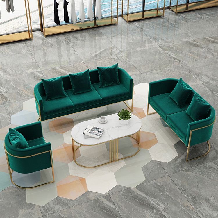 Contemporary 27.55" H Metal Frame Solid Color Velvet Tuxedo Arm Sofa