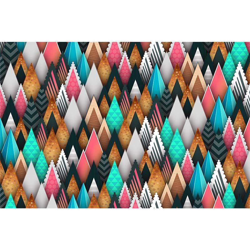 Geometric Triangle Wallpaper Mural Moisture Resistant Bedroom Wall Covering