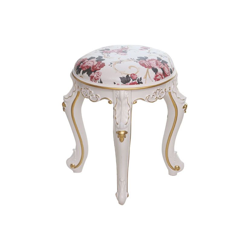 Mid-Century Modern Ottoman Faux Leather Upholstered Solid Color Round Ottoman