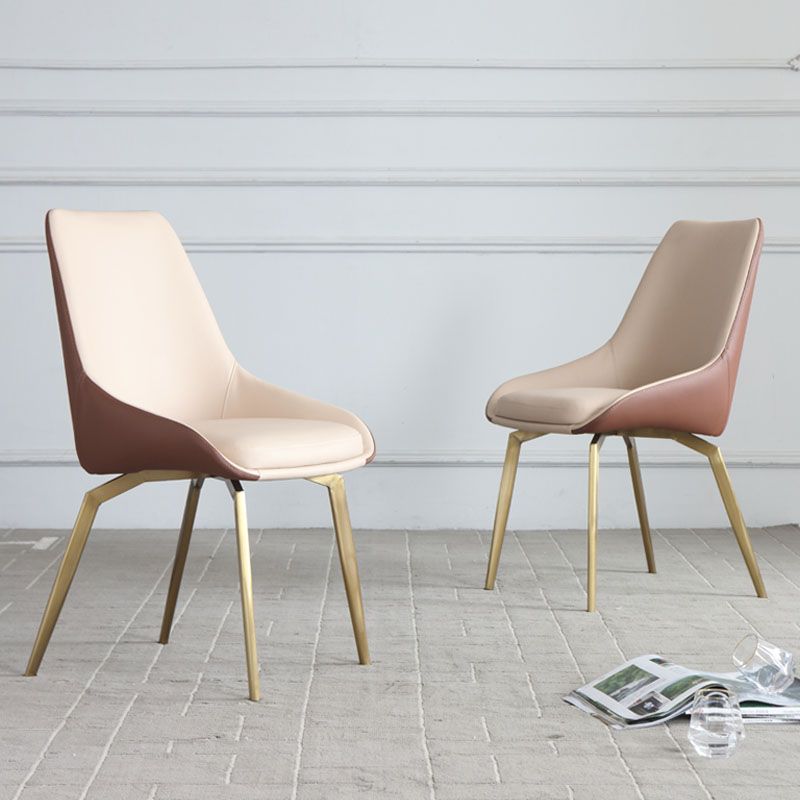 Contemporary Style Leather Chair Armless Parsons Chair with Metal Legs for Kitchen