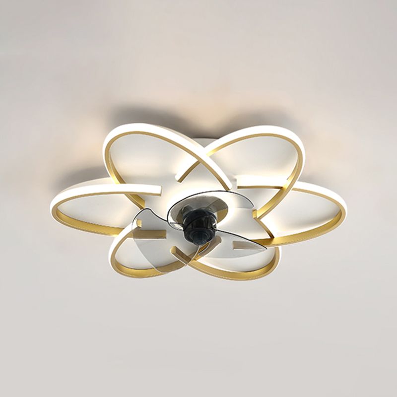 Geometric Shape Metal Ceiling Fans Modern Style Multi-Lights Ceiling Fan Lamp Fixture