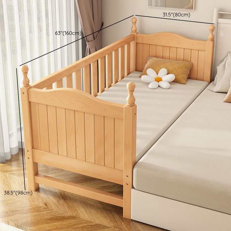 Washed Natural Wood Nursery Bed Modern Nursery Crib with Guardrail