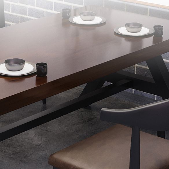 Industrial Dining Room Set with Rectangle Table and Black Legs Kitchen Table Set