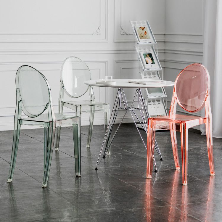 Scandinavian Style Plastic Chair Set Kitchen Dining Room Open Back Side Chairs