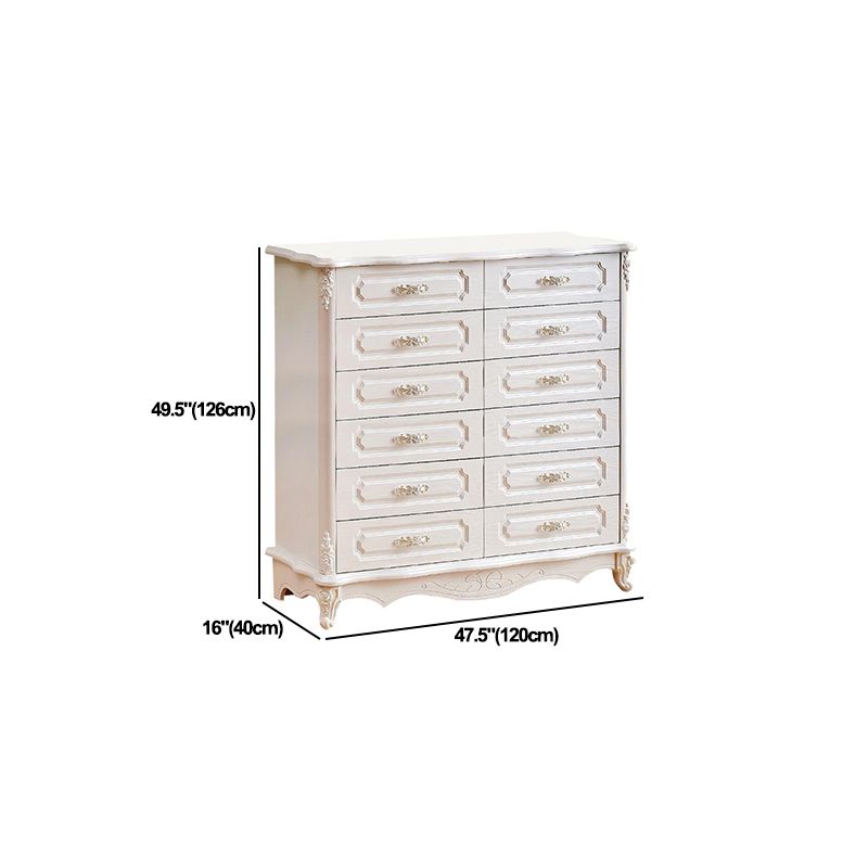 White Wood Storage Chest Dresser Modern Bedroom Storage Chest with Drawers