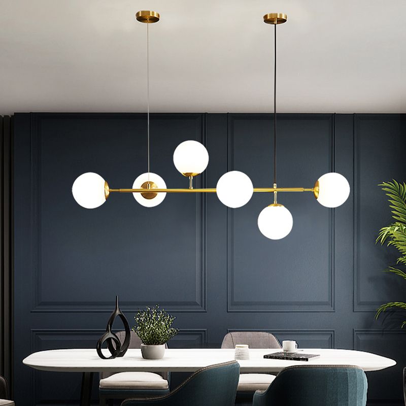 Modern Spherical Island Lighting Fixtures Glass 6 Light Pendant Lighting