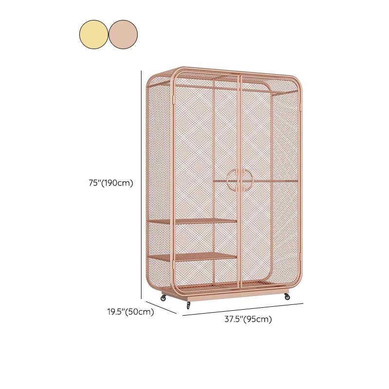 Industrial Style Wardrobe Bedroom Metal Wardrobe Closet with 2 Doors