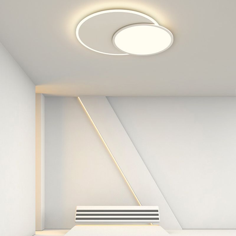 2-Light White Flush Mount Lighting Unique LED Ceiling Light for Bedroom