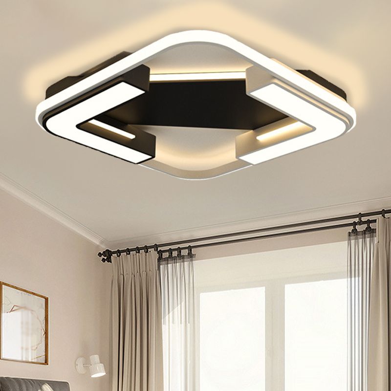 Black Round/Square Flush Mount Lamp Modernism LED Acryl Nah an Deckenleuchte in Warm/Weißes Licht