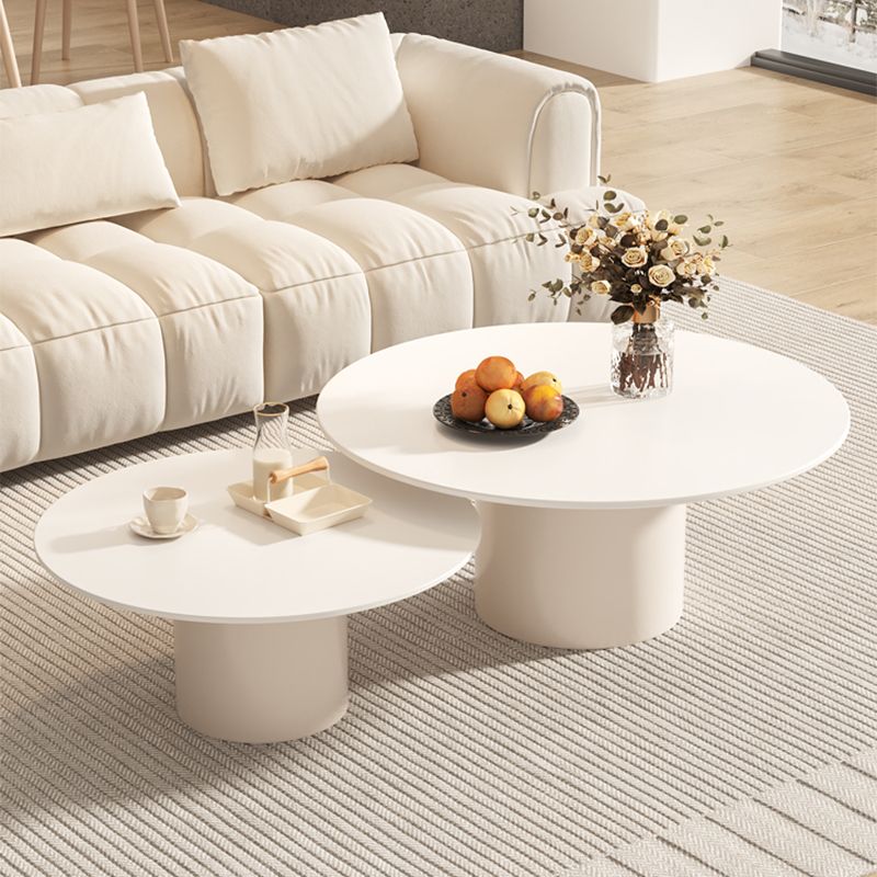 Contemporary Cocktail Table Round White Pedestal Coffee Cocktail Table